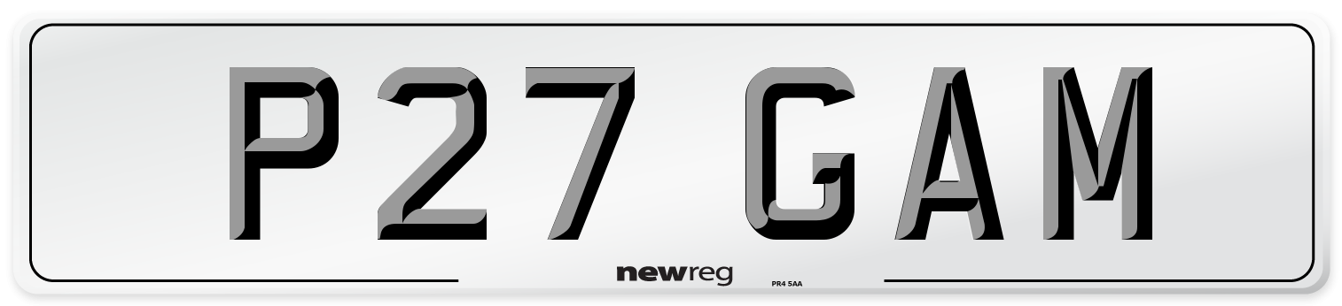 P27 GAM Front Number Plate