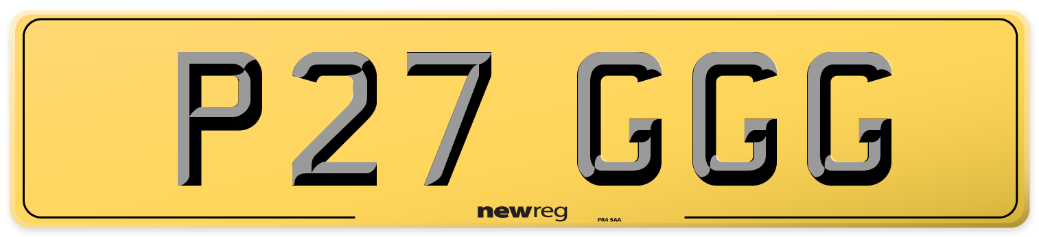 P27 GGG Rear Number Plate