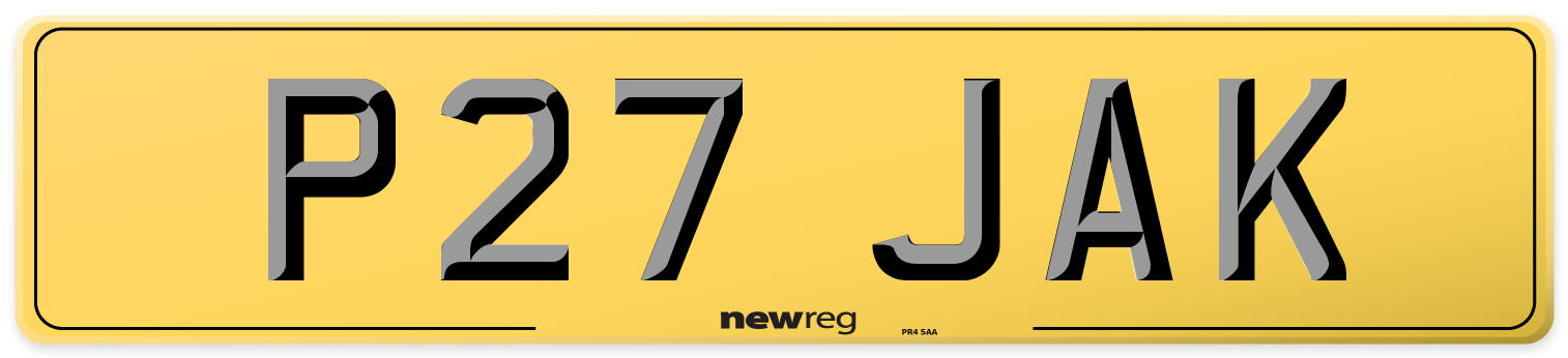 P27 JAK Rear Number Plate