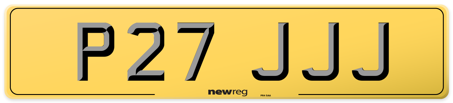 P27 JJJ Rear Number Plate
