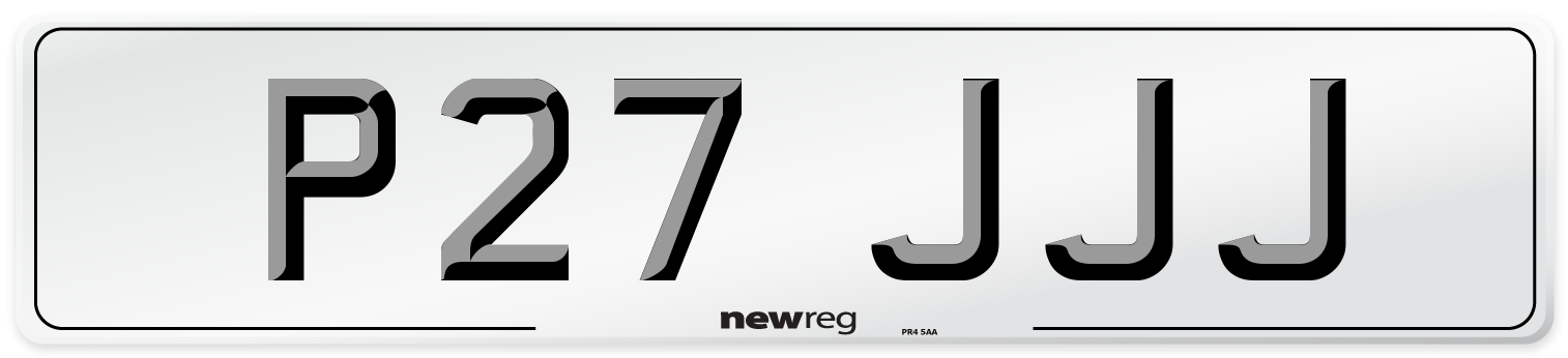 P27 JJJ Front Number Plate