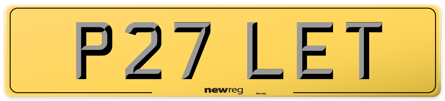 P27 LET Rear Number Plate