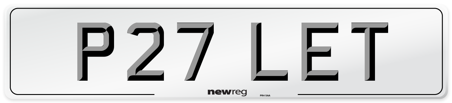 P27 LET Front Number Plate