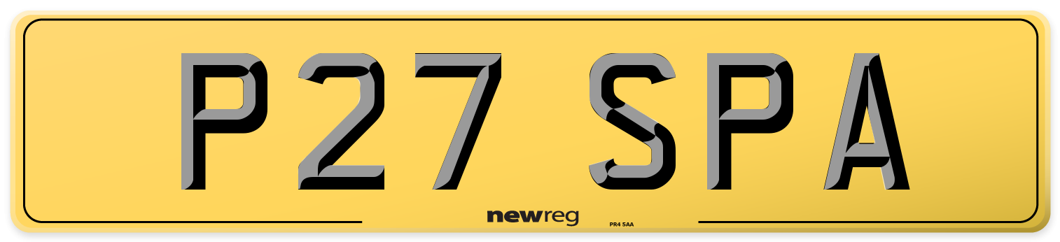 P27 SPA Rear Number Plate