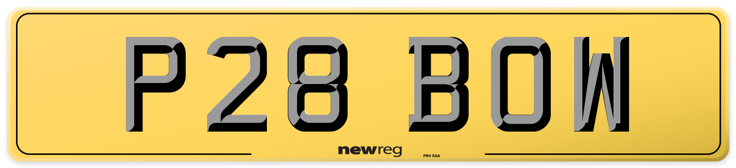 P28 BOW Rear Number Plate