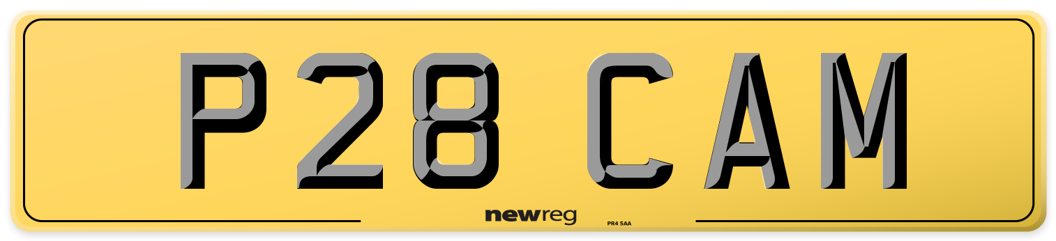 P28 CAM Rear Number Plate