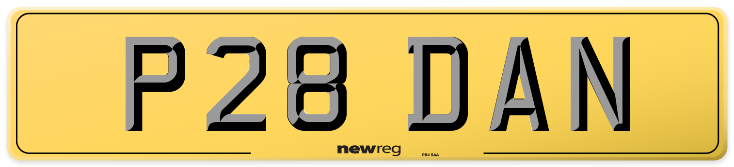 P28 DAN Rear Number Plate