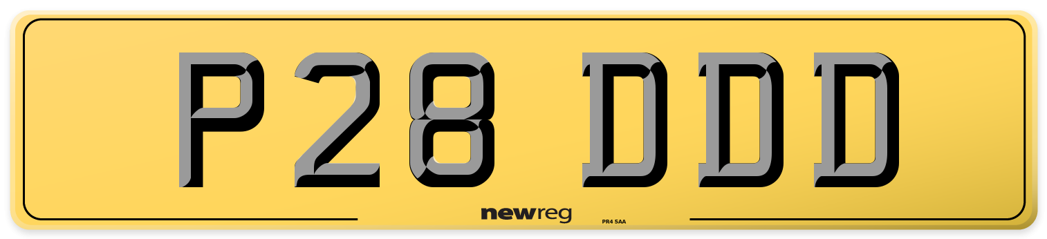 P28 DDD Rear Number Plate