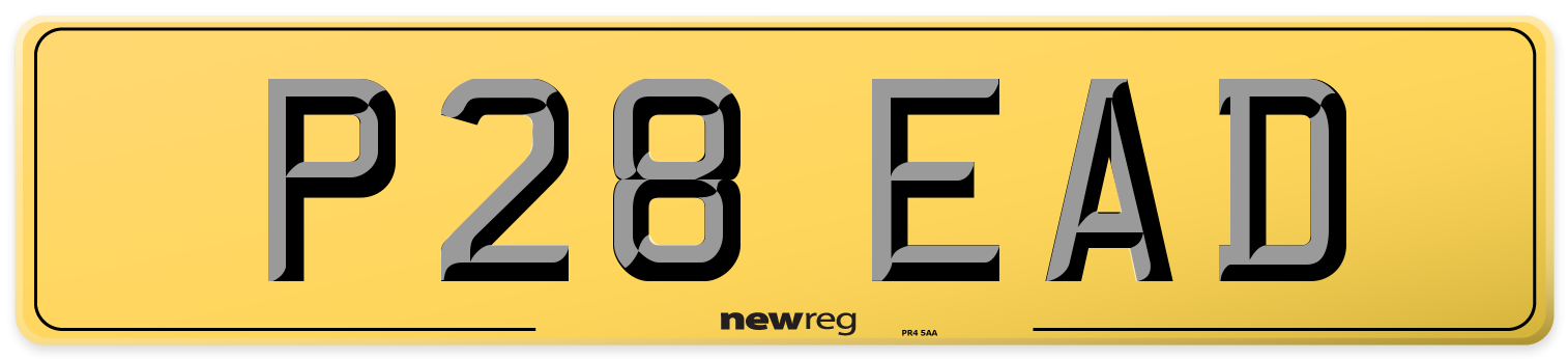 P28 EAD Rear Number Plate