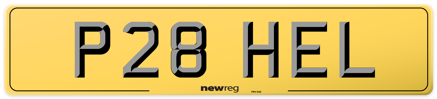 P28 HEL Rear Number Plate