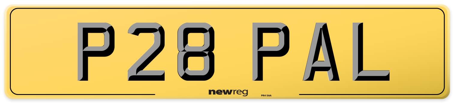 P28 PAL Rear Number Plate
