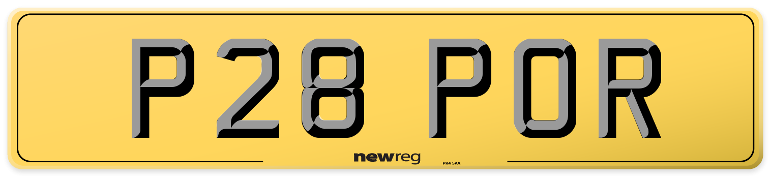 P28 POR Rear Number Plate