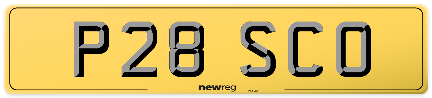 P28 SCO Rear Number Plate