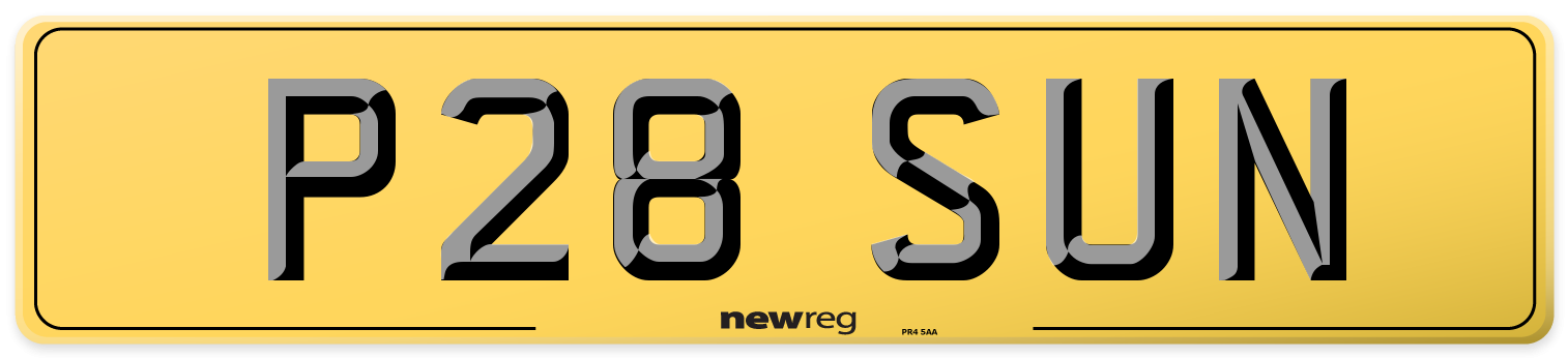 P28 SUN Rear Number Plate