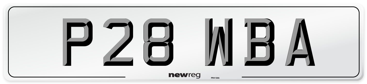 P28 WBA Front Number Plate
