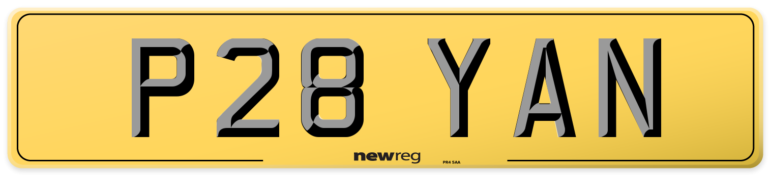 P28 YAN Rear Number Plate