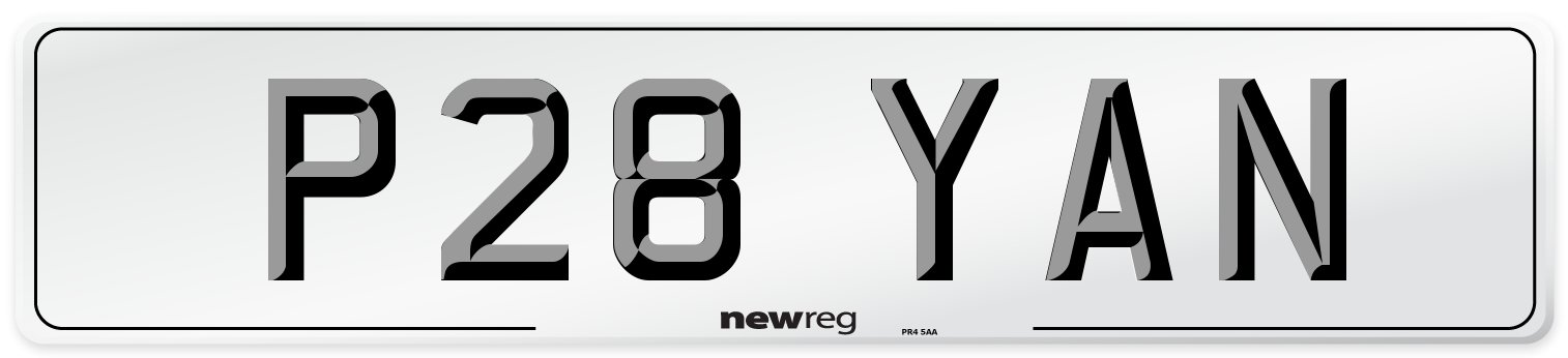 P28 YAN Front Number Plate