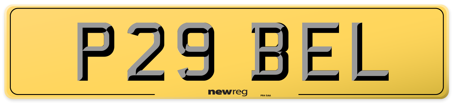 P29 BEL Rear Number Plate