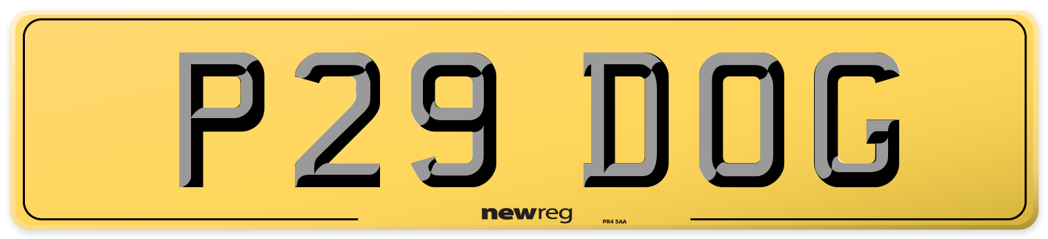 P29 DOG Rear Number Plate