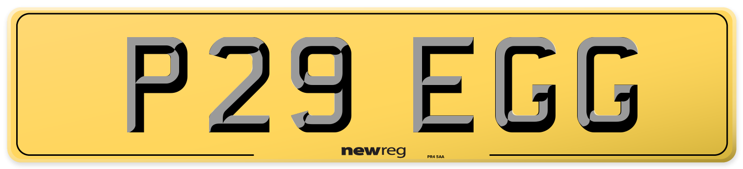 P29 EGG Rear Number Plate
