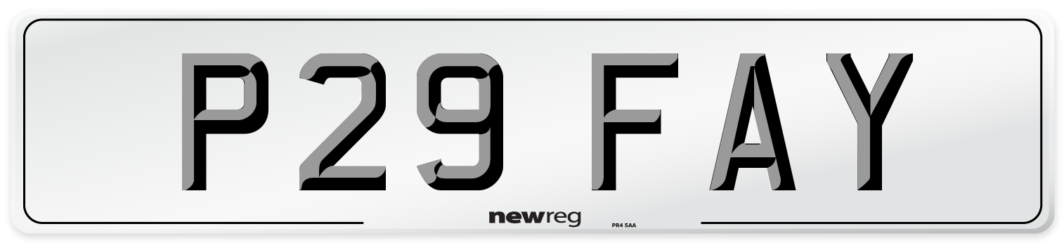 P29 FAY Front Number Plate