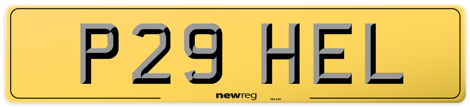 P29 HEL Rear Number Plate