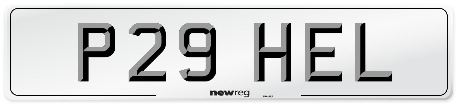 P29 HEL Front Number Plate