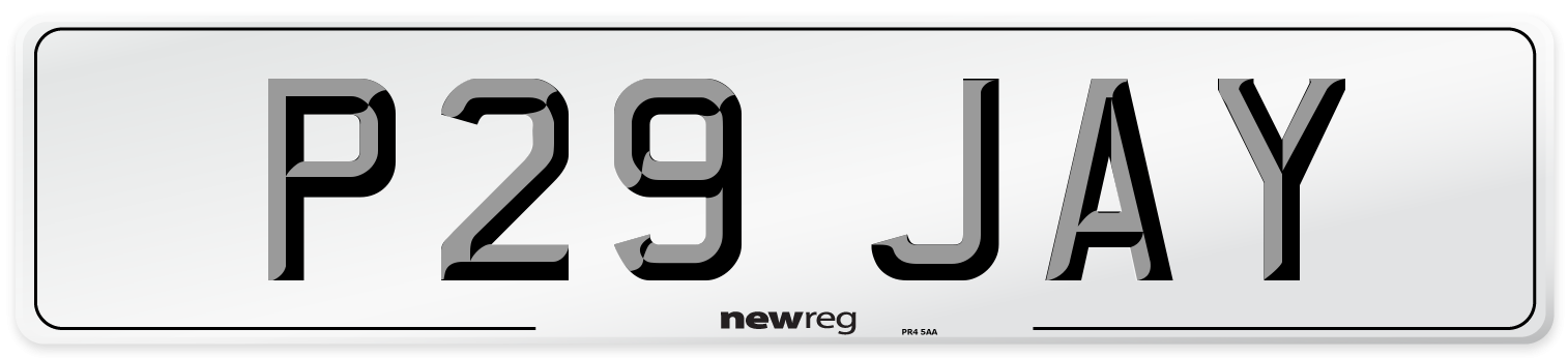P29 JAY Front Number Plate