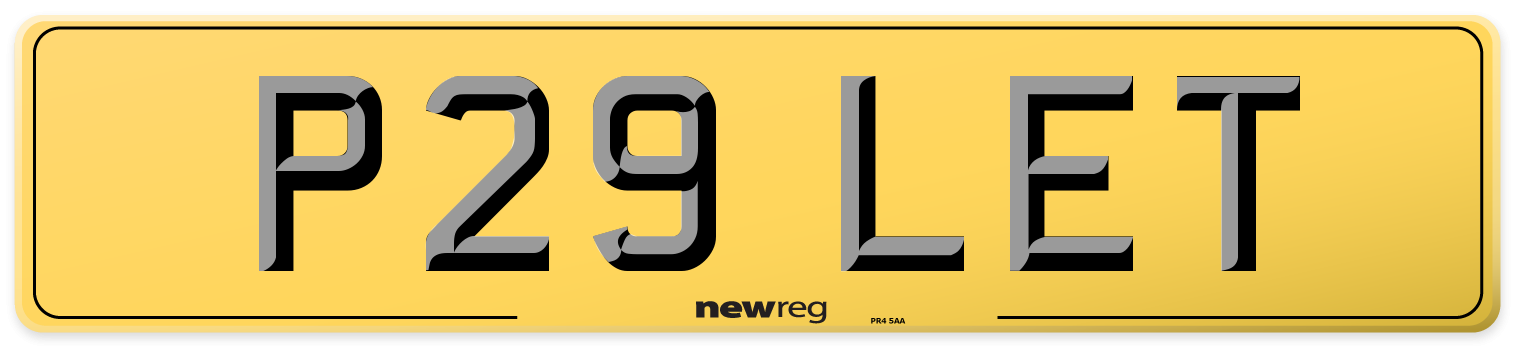P29 LET Rear Number Plate