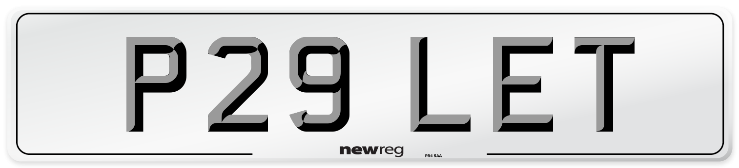 P29 LET Front Number Plate