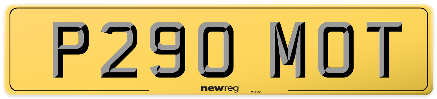 P290 MOT Rear Number Plate
