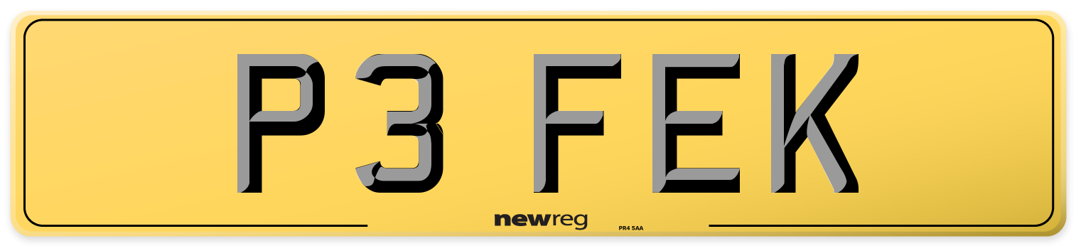 P3 FEK Rear Number Plate