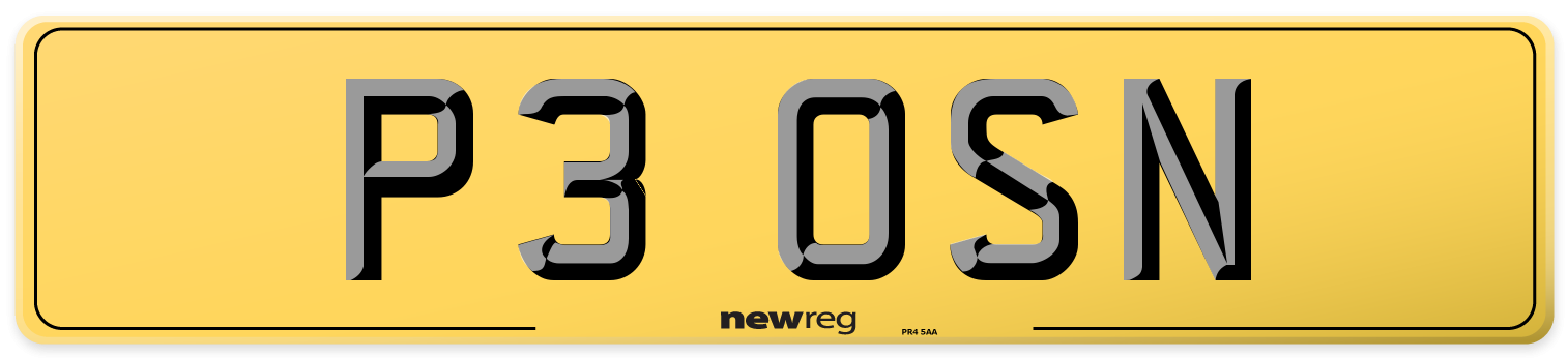 P3 OSN Rear Number Plate