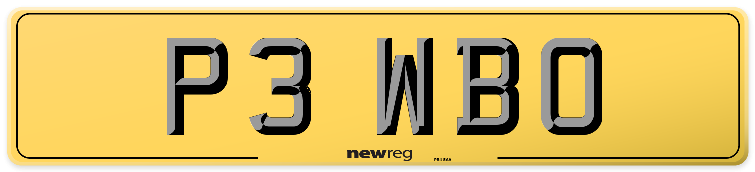 P3 WBO Rear Number Plate