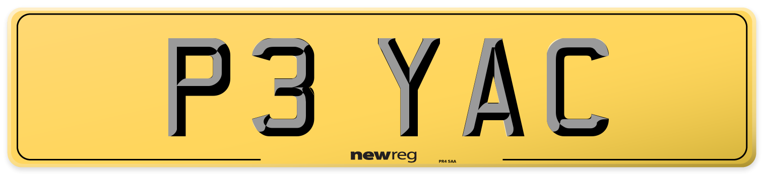 P3 YAC Rear Number Plate