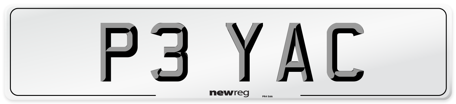 P3 YAC Front Number Plate