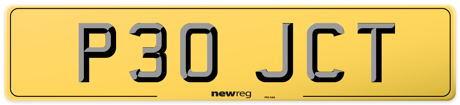 P30 JCT Rear Number Plate
