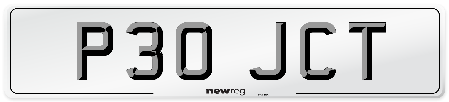 P30 JCT Front Number Plate