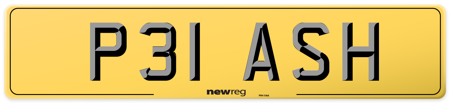 P31 ASH Rear Number Plate