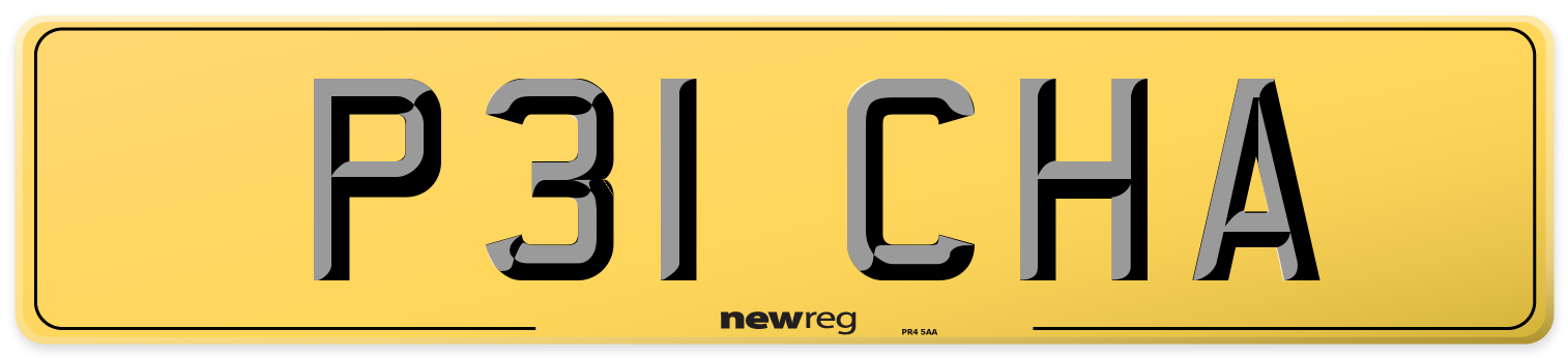 P31 CHA Rear Number Plate