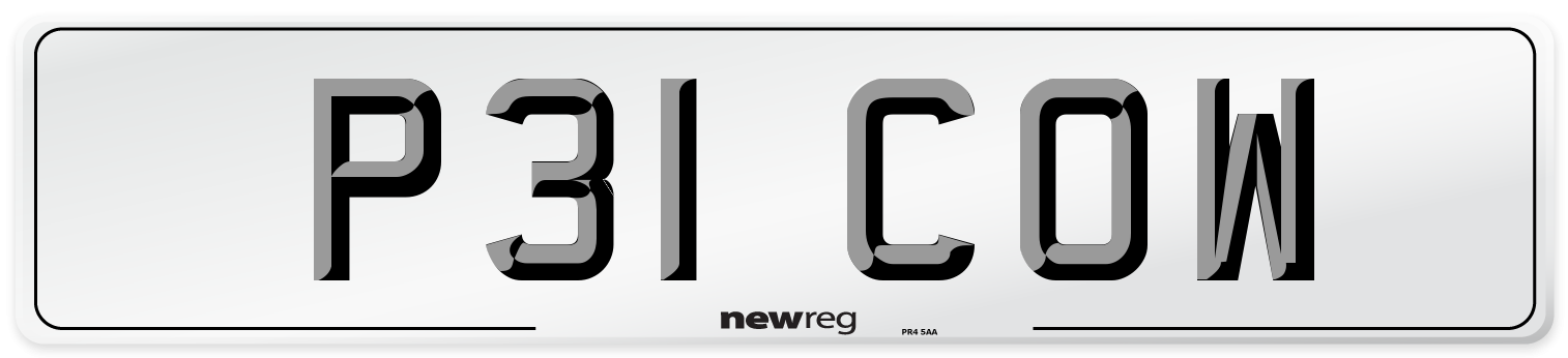 P31 COW Front Number Plate