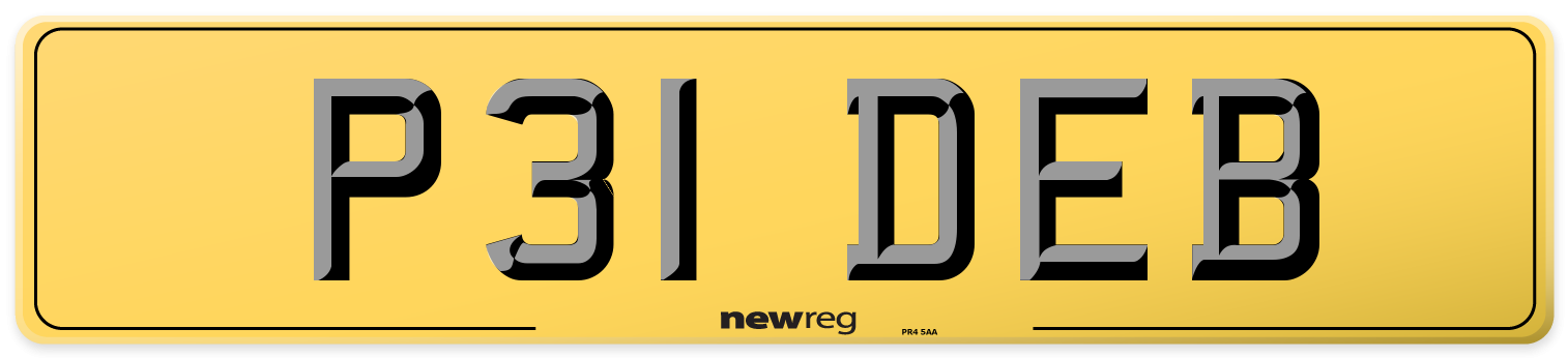 P31 DEB Rear Number Plate