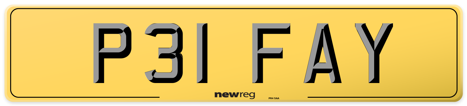 P31 FAY Rear Number Plate