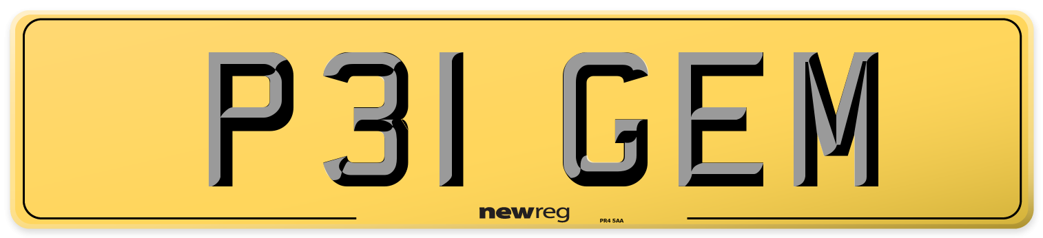 P31 GEM Rear Number Plate