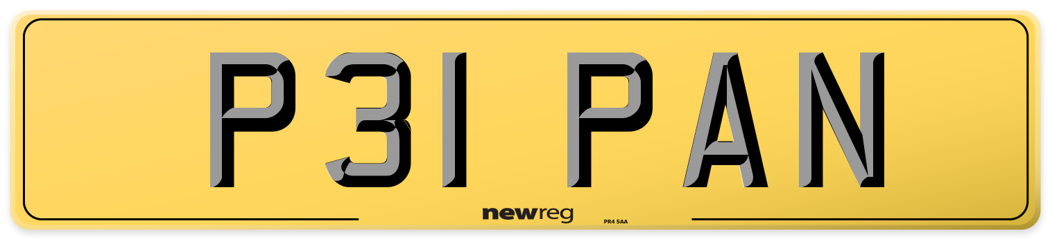 P31 PAN Rear Number Plate