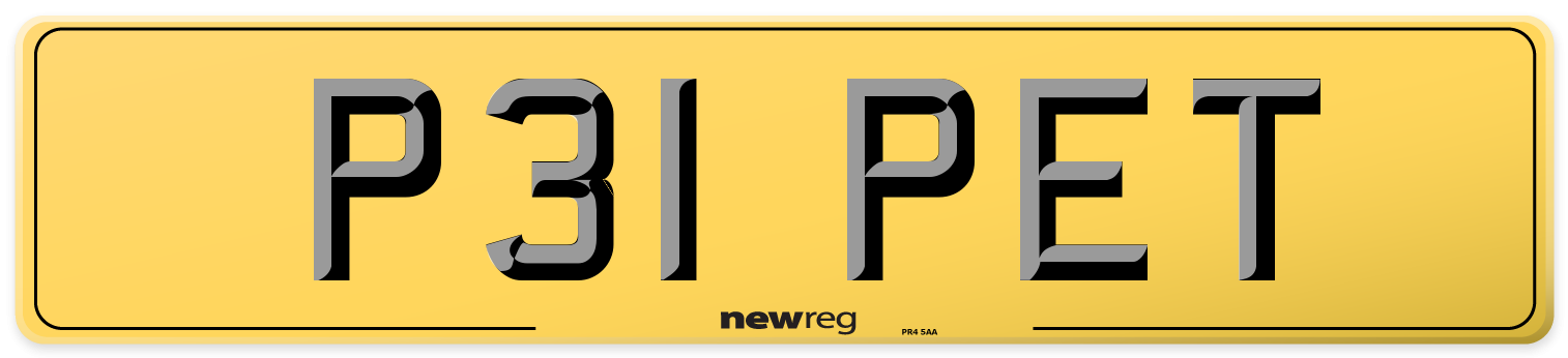 P31 PET Rear Number Plate