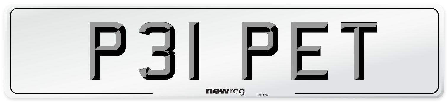 P31 PET Front Number Plate