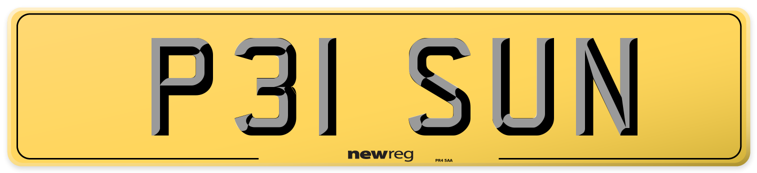 P31 SUN Rear Number Plate