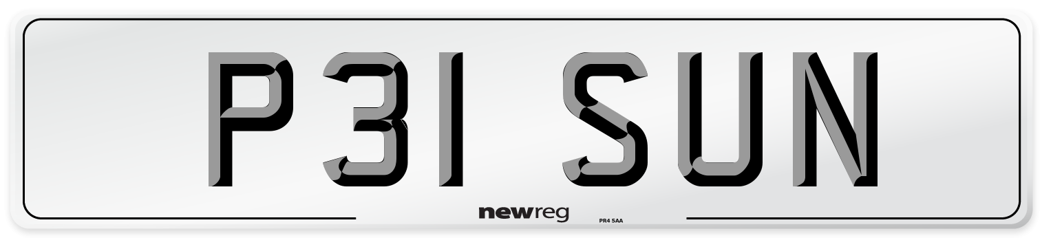 P31 SUN Front Number Plate