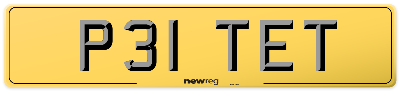 P31 TET Rear Number Plate